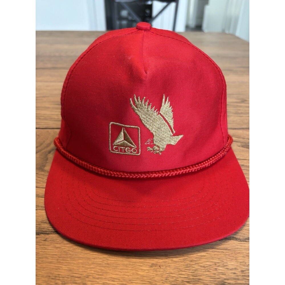 Vintage Citgo Gas Logo Eagle Red Snapback Rope Hat